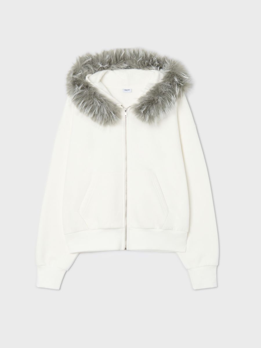 Bluza z odpinanym futrem na kapturze