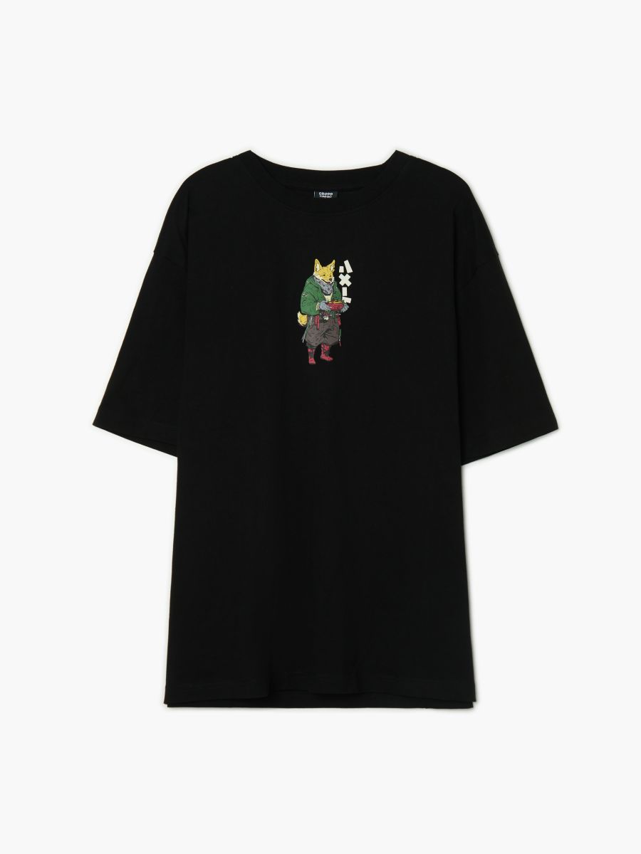 Melns T-krekls ar apdruku