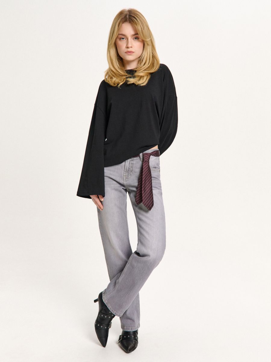 Szare jeansy straight slim vintage