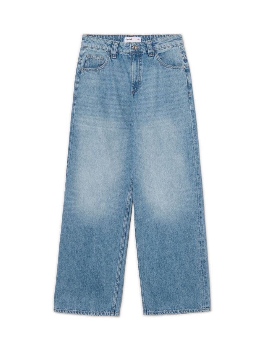 Niebieskie jeansy baggy z efektem sprania