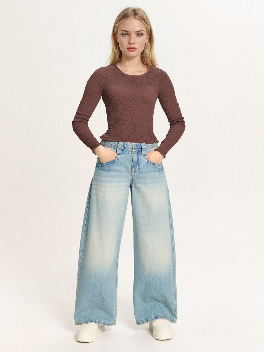 Jeansy workwear fit z efektem sprania