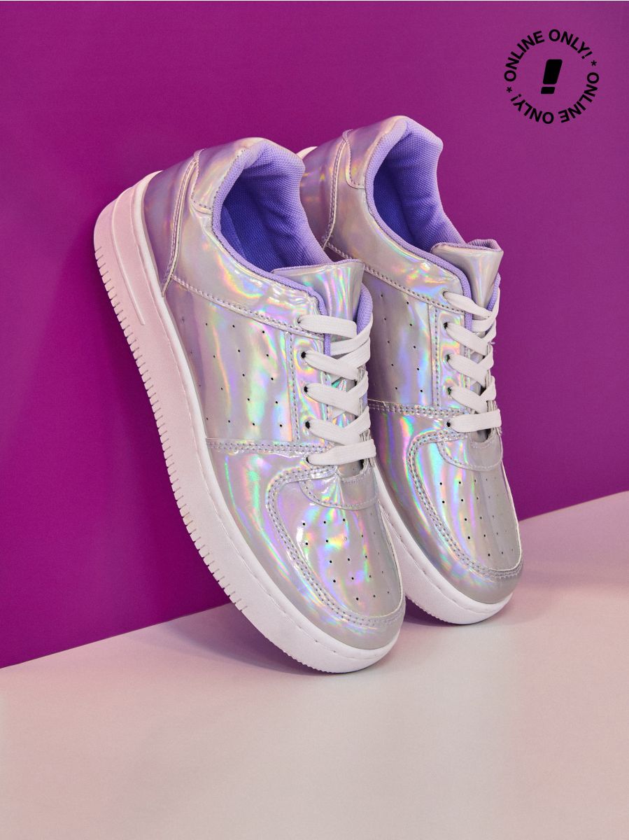 That slipper Pedestrian Sneakers cu efect holografic, CROPP, 5404E-MLC