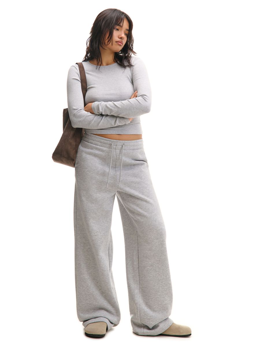 Szare melanżowe spodnie dresowe basic