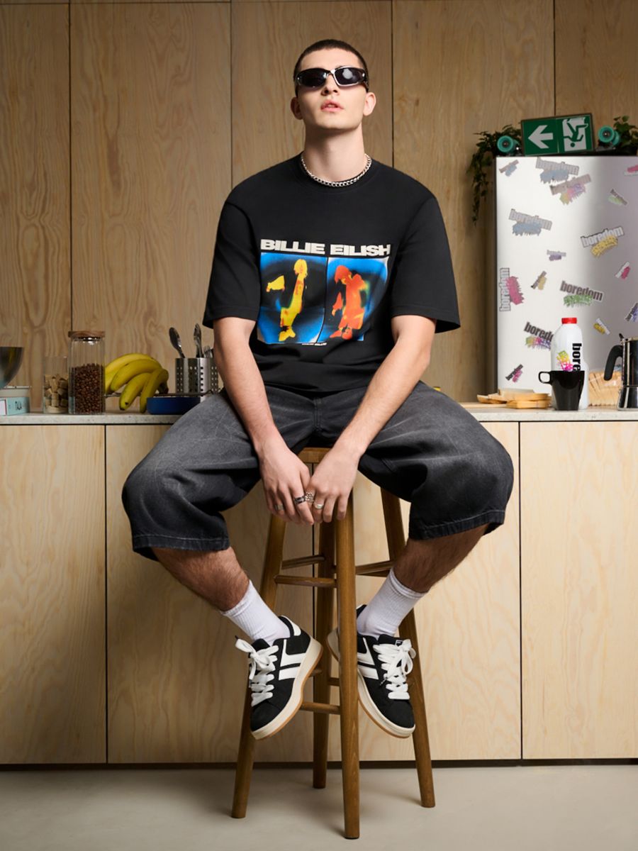 Čierne tričko s potlačou Billie Eilish