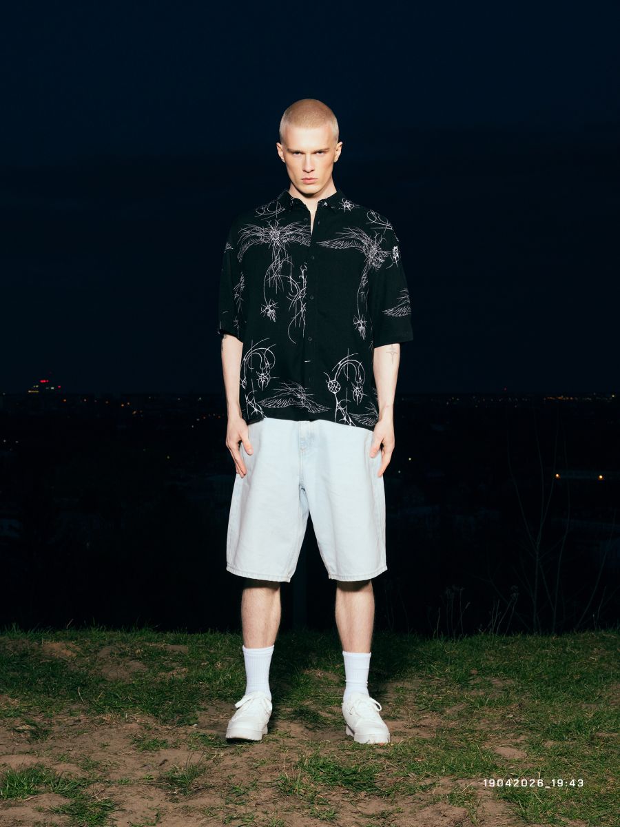 Jeansowe szorty baggy z efektem sprania