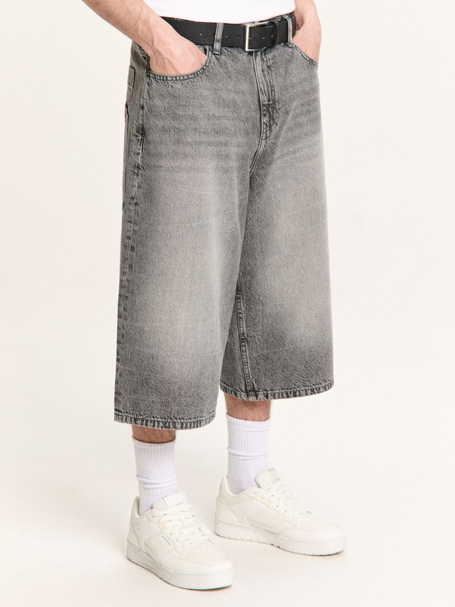 Denim kratke hlače z učinkom pranja