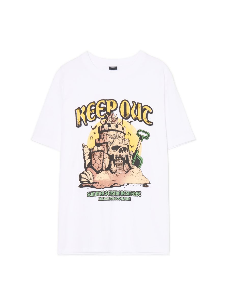 Tricou albă cu imprimeu