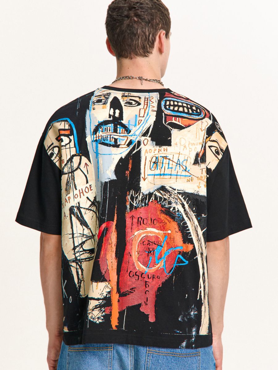 Czarna koszulka z grafiką Jean-Michel Basquiat