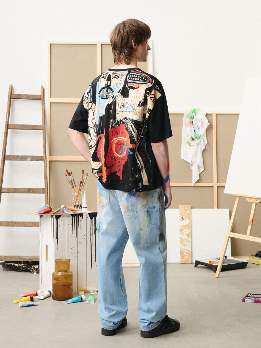 Czarna koszulka z grafiką Jean-Michel Basquiat