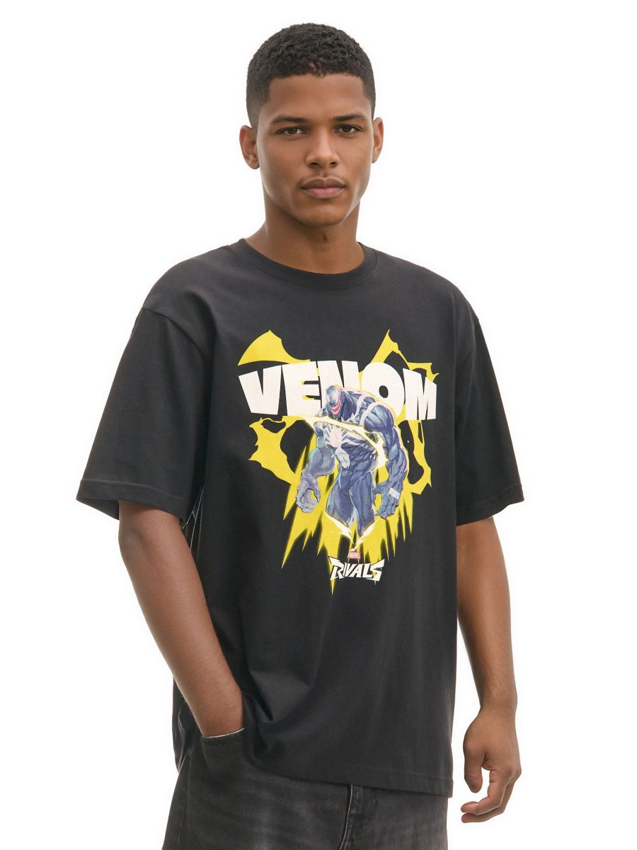 Črna majica s potiskom Marvel Rivals Venom