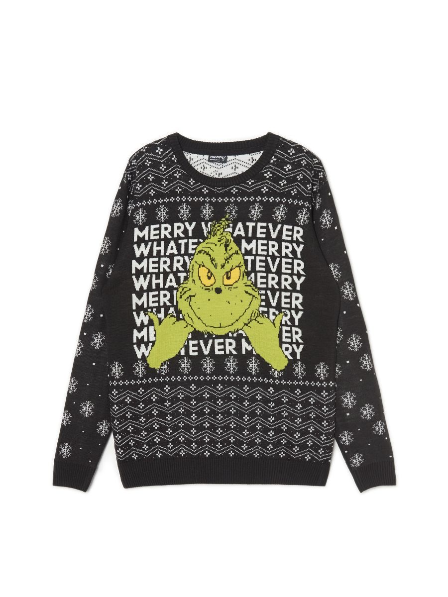 Unibly Maglione Natalizio Merry Grinchmas Family - Stampa Originale, 80% Cotone, Prodotto In Germania, Taglie S-XXXL