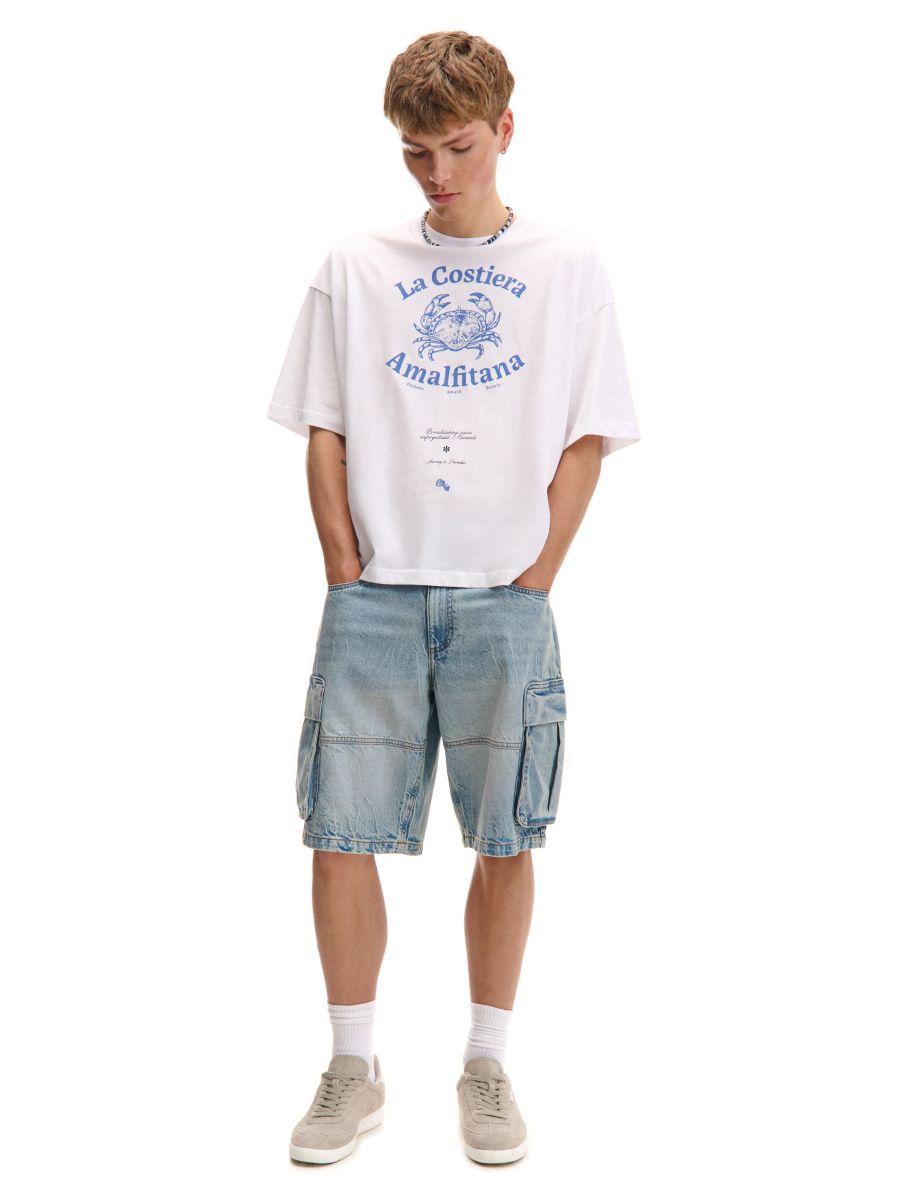 Džínové kraťasy s cargo kapsami