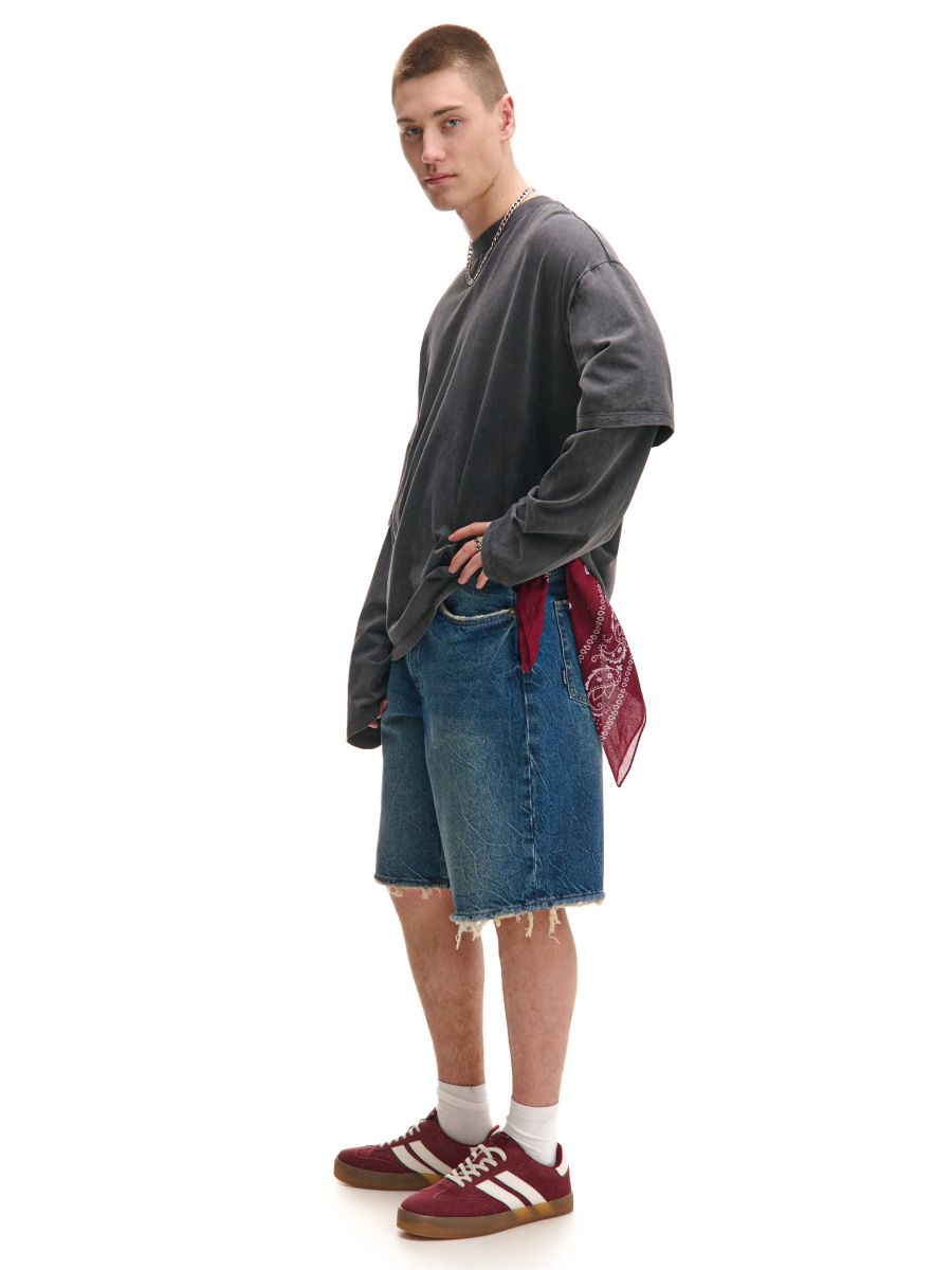 Shorts in denim con effetto lavato