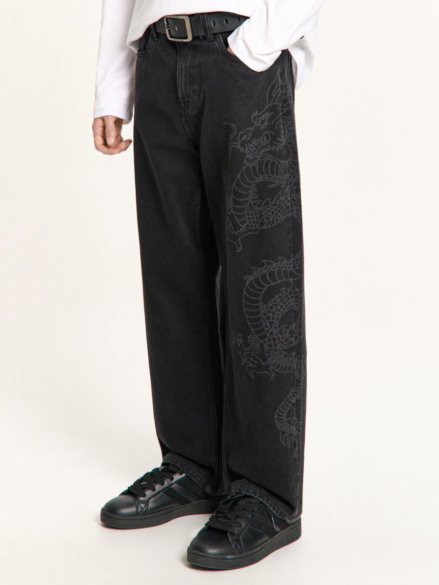 Kulutatud efektiga baggy-teksapüksid