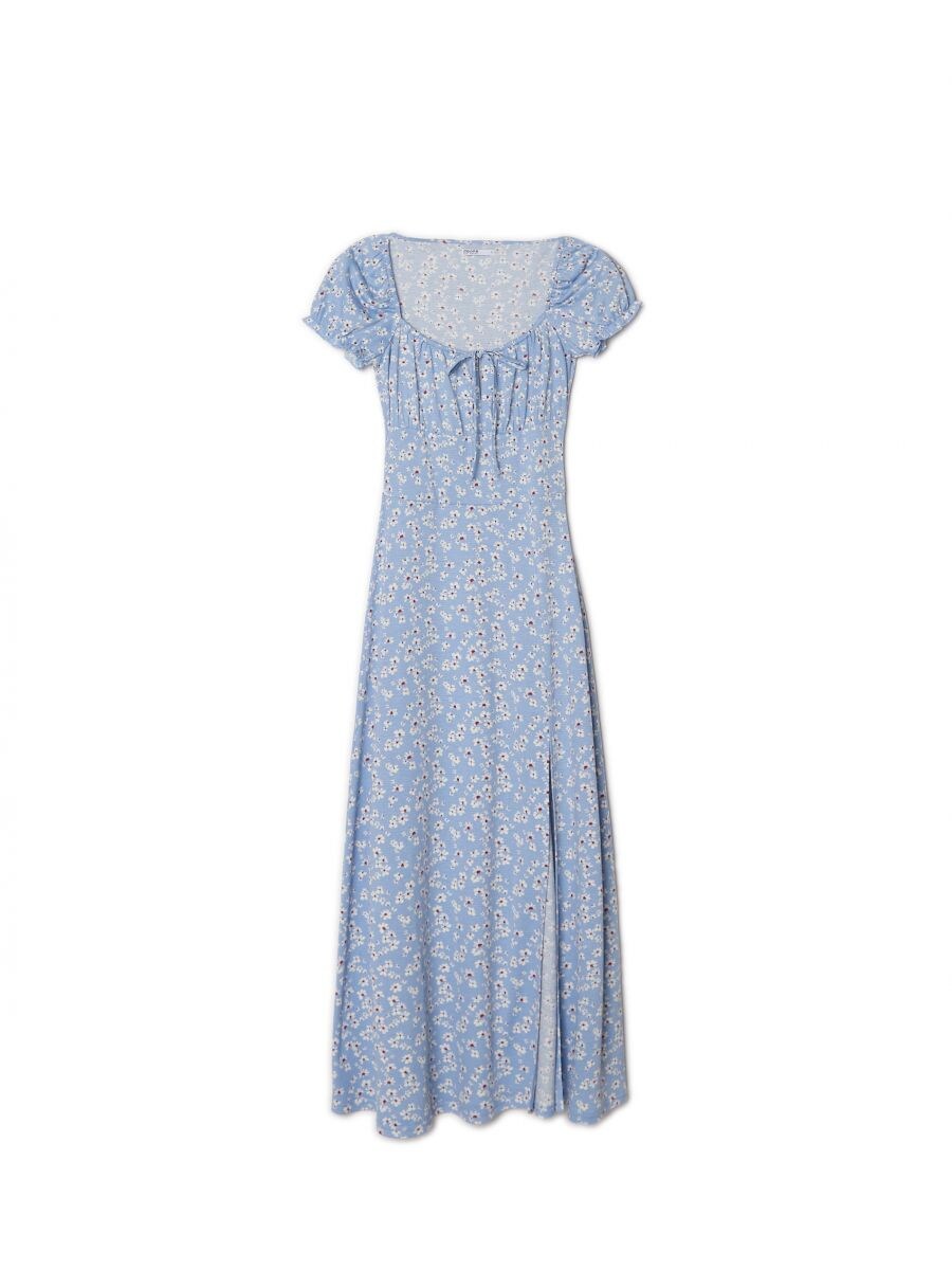 Niebieska sukienka midi w kwiaty, CROPP, 7081N-05X