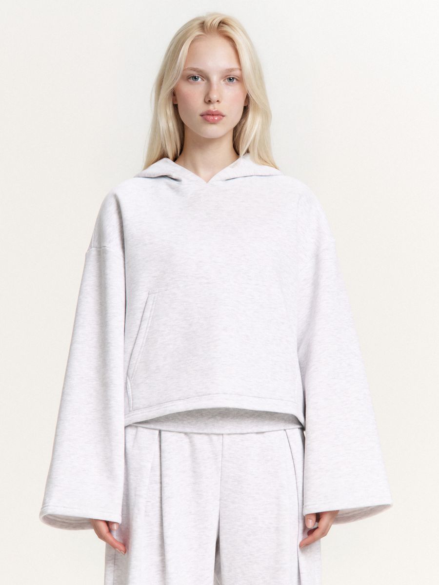 Melanżowa luźna bluza z kapturem