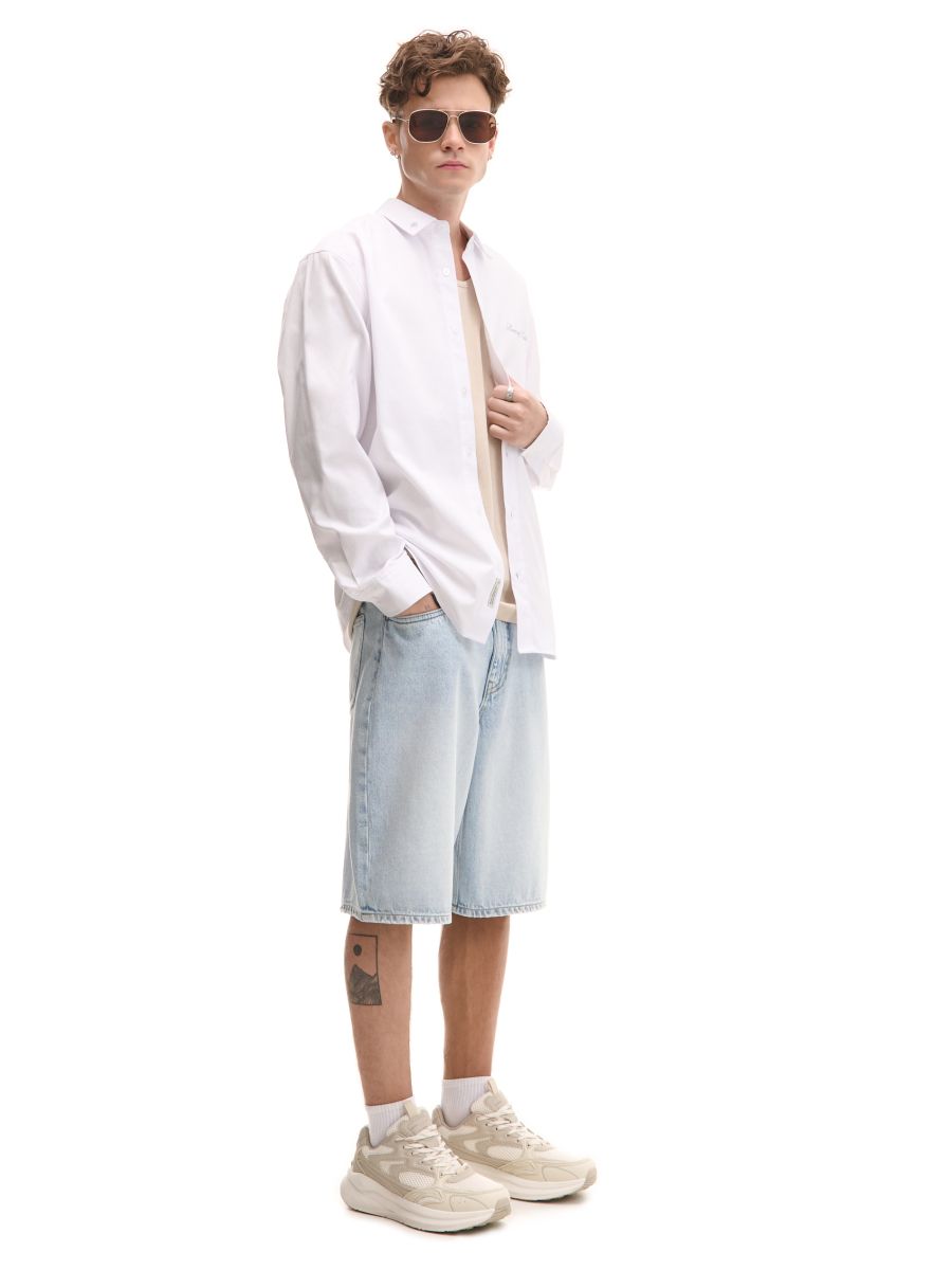 Jeansowe szorty baggy z efektem sprania