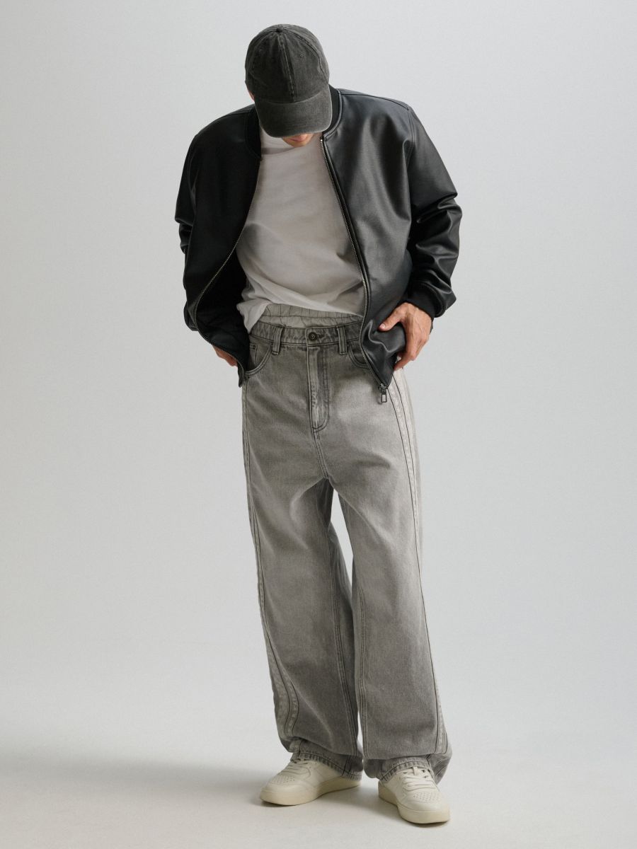 Szare jeansy super baggy