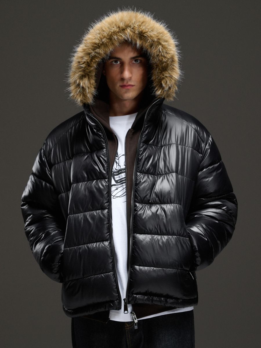 Pikowana kurtka puffer z połyskiem