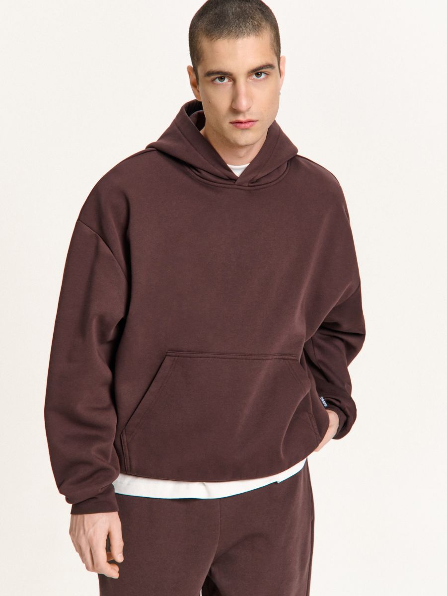 Brązowa bluza basic z kapturem