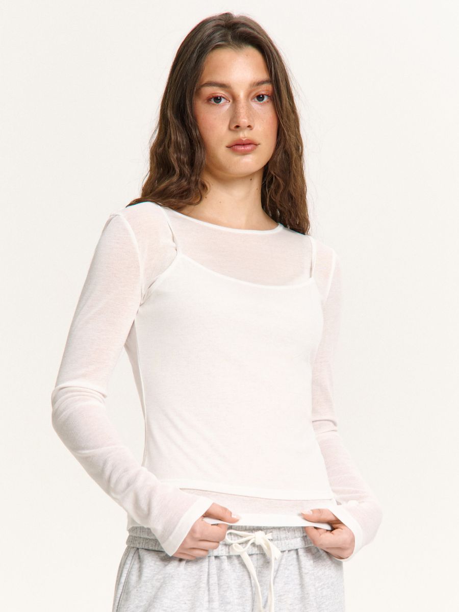 Prześwitująca koszulka longsleeve 2 w 1