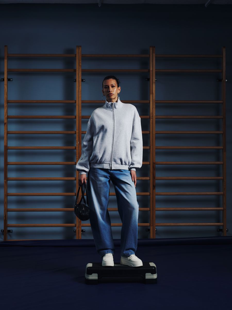 Sprane jeansy skater balloon z paskami