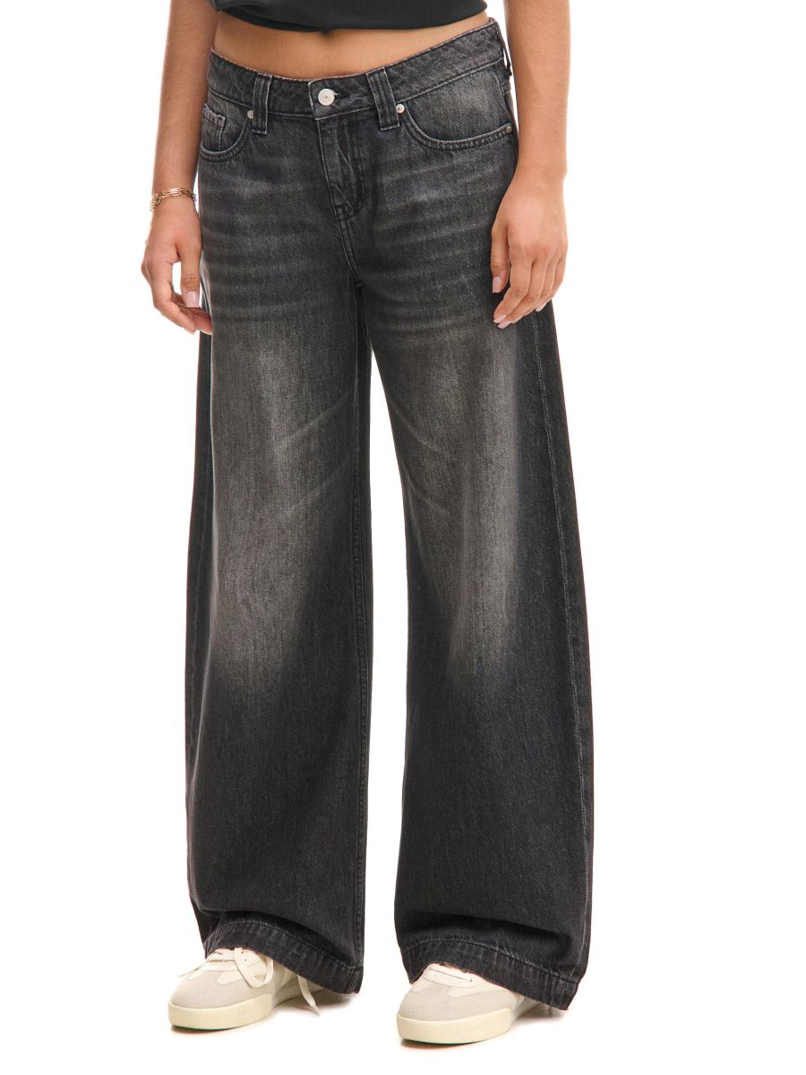 Czarne jeansy wide leg vintage