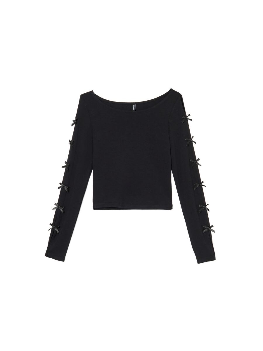 T-shirt longsleeve z kokardkami