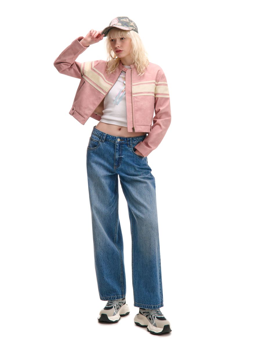Jeansy balloon fit baggy z acid wash