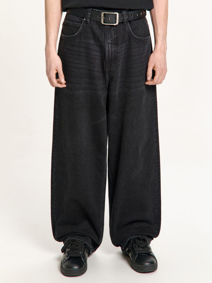 Kulutatud efektiga baggy-teksapüksid