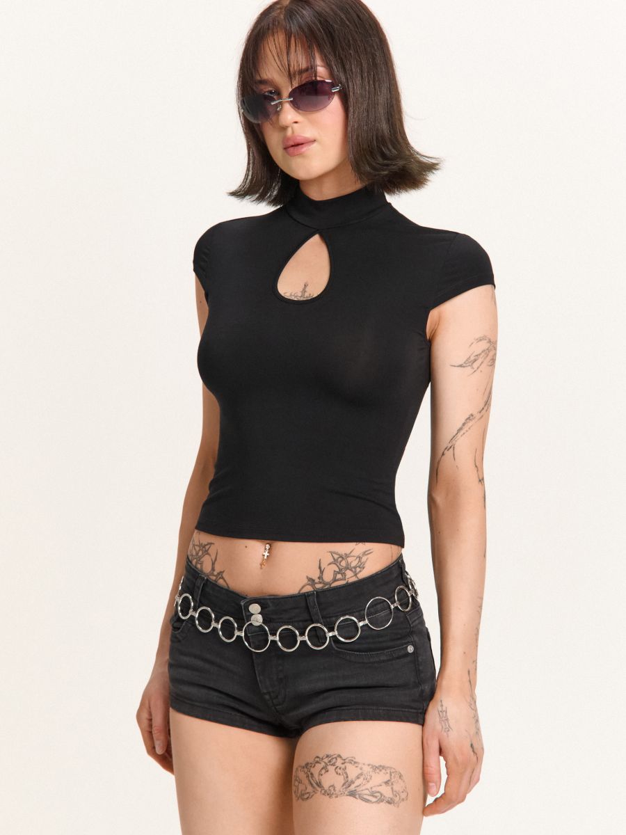 Czarna bluzka w stylu qipao
