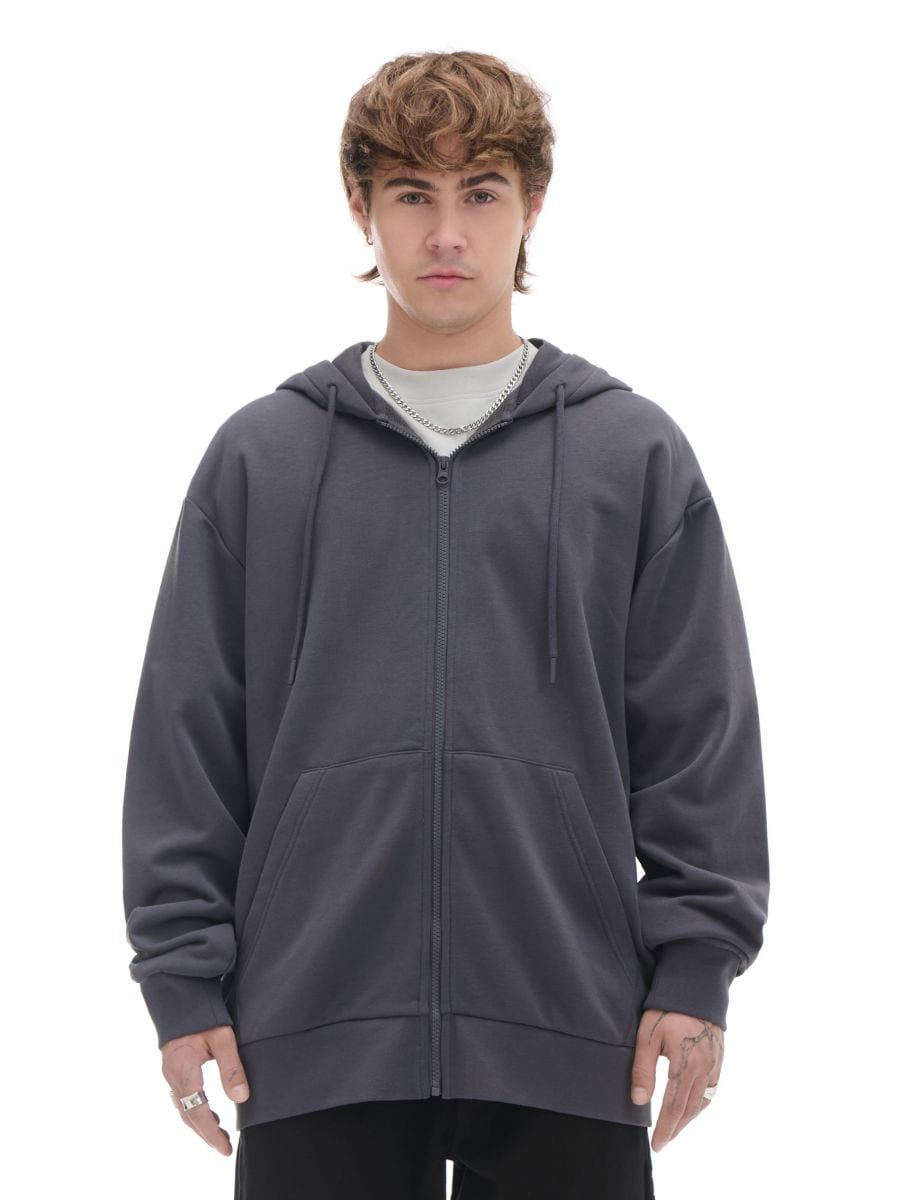 user_b40c6b6f Ciemnoszara bluza z kapturem - CROPP - 8956Y-86X