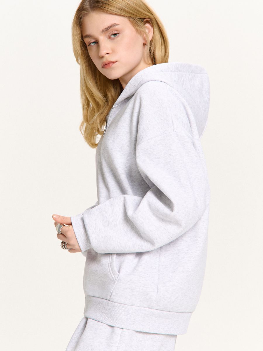 Jasnoszara bluza oversize z kapturem