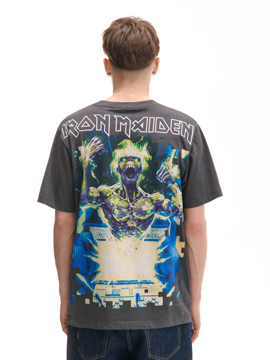 Szary T-shirt z Iron Maiden