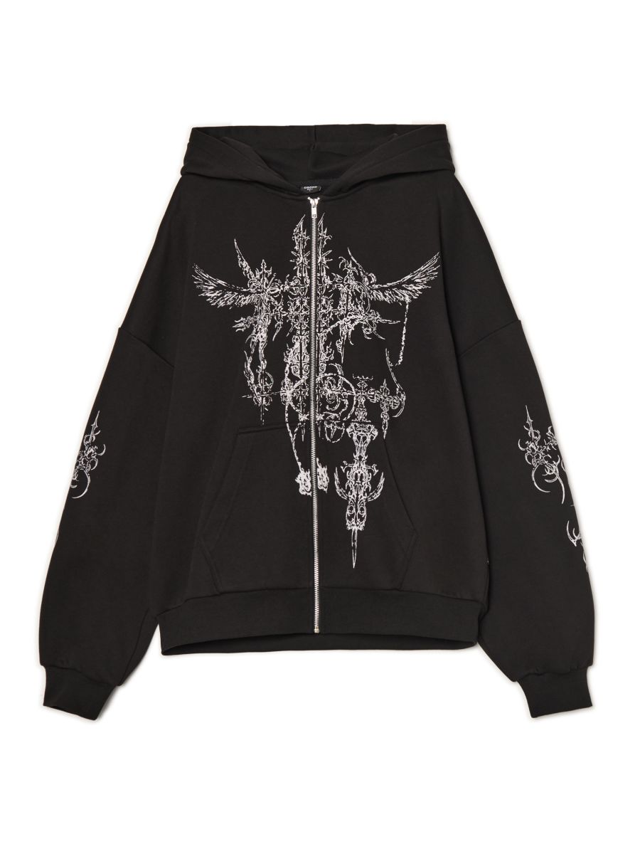 Rozpinana bluza boxy z nadrukiem