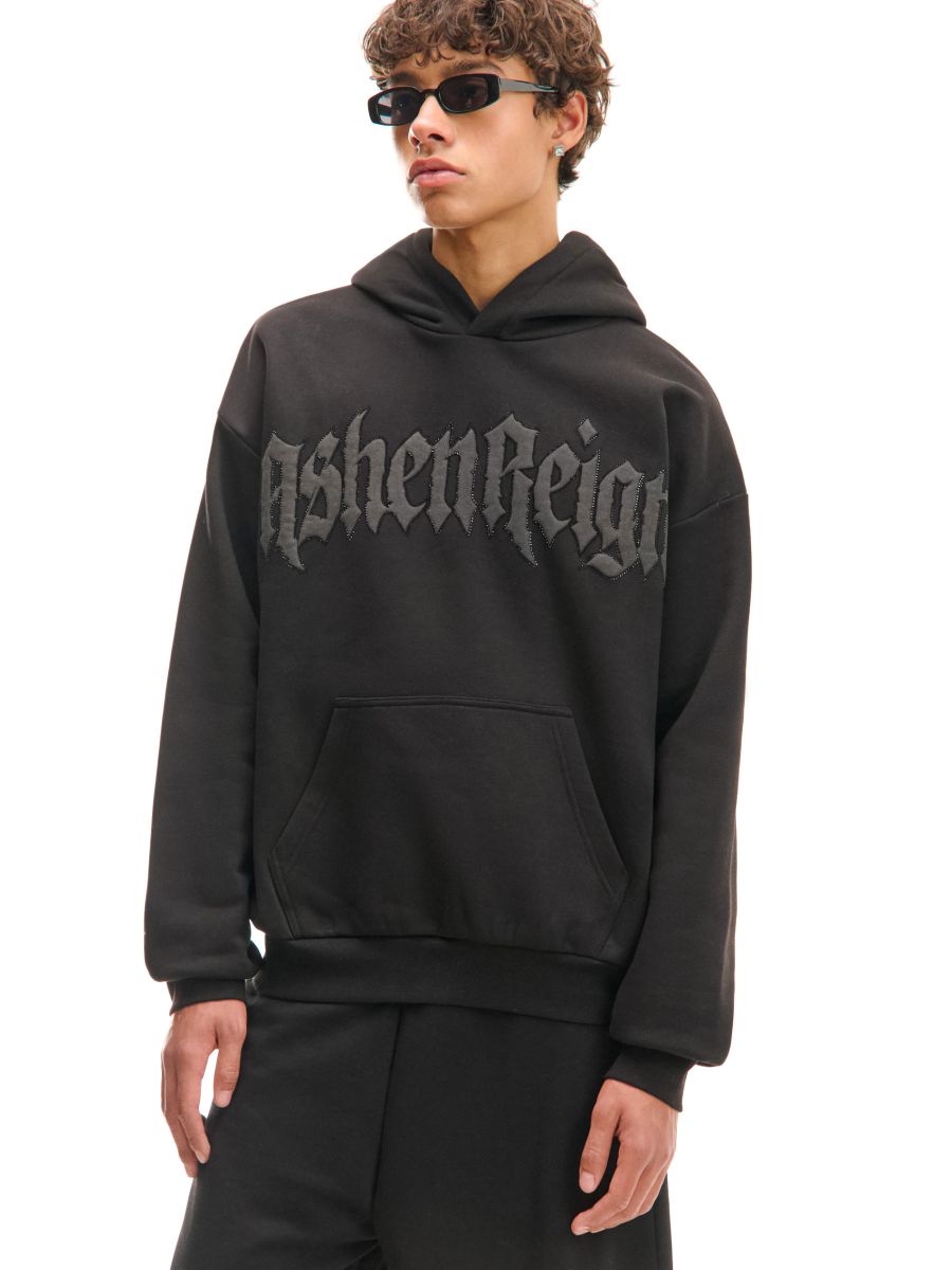 Чорне худі з принтом