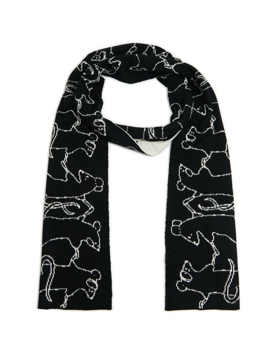 Dwukolorowy szalik z motywem gryzoni