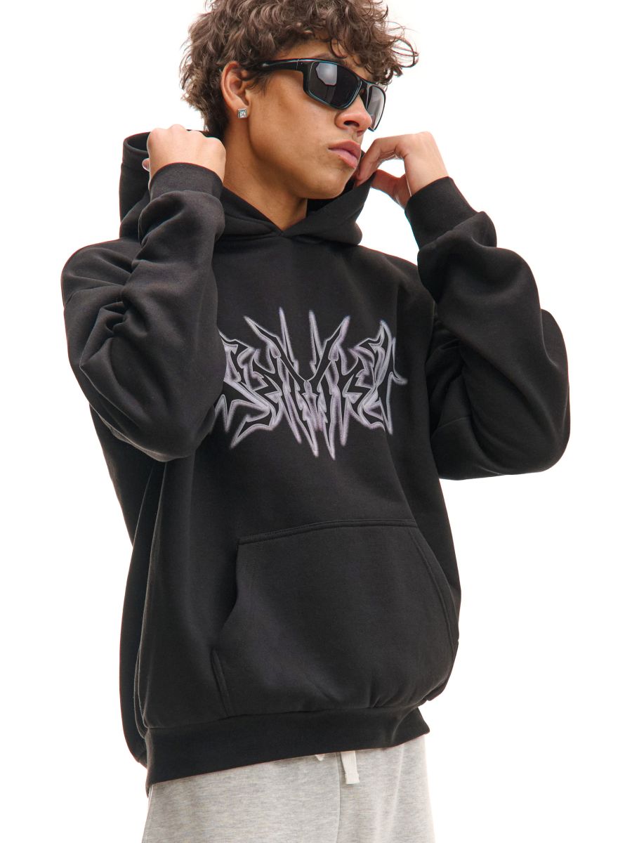 Czarna hoodie z nadrukiem