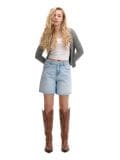 Jasnoniebieskie jeansowe bermudy z efektem sprania - niebieski - CROPP - small1
