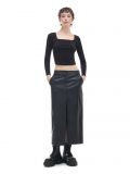 Spódnica midi z imitacji skóry - czarny - CROPP - small2