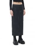Spódnica midi z imitacji skóry - czarny - CROPP - small1
