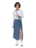 Niebieska spódnica midi w kwiatki - granatowy - CROPP - small1