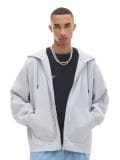 Hanorac cu glugă și fermoar - gri deschis - CROPP - small1