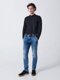 Blugi chino slim, cu curea - albastru - CROPP - small1