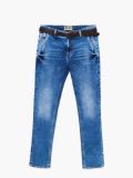 Blugi chino slim, cu curea - albastru - CROPP - small5