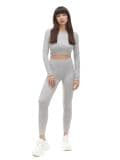 Szare prążkowane legginsy - jasny szary - CROPP - small2