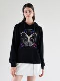 Hanorac oversized cu imprimeu - negru - CROPP - small1
