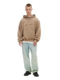 Beżowa bluza hoodie z efektem sprania - beżowy - CROPP - small2