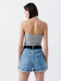 Dzianinowy top na ramiączkach - jasny szary - CROPP - small3
