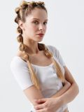 Tricou din jerseu de tricot striat - alb - CROPP - small1